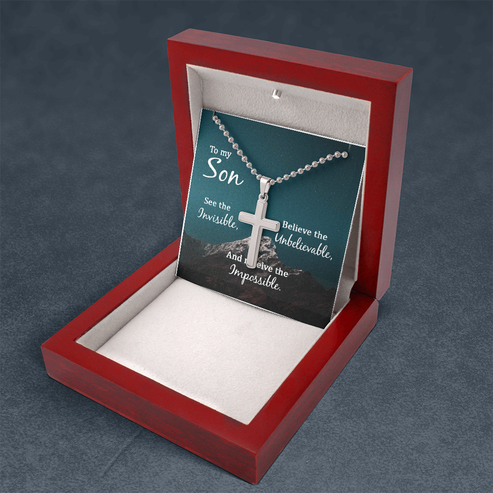 To My Son: With God, All Things Are Possible – Cross Necklace