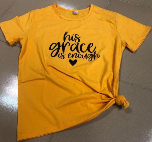 His Grace is Enough Letter Print Short Sleeve T-Shirt