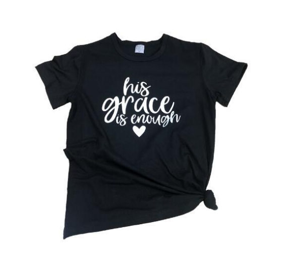 His Grace is Enough Letter Print Short Sleeve T-Shirt