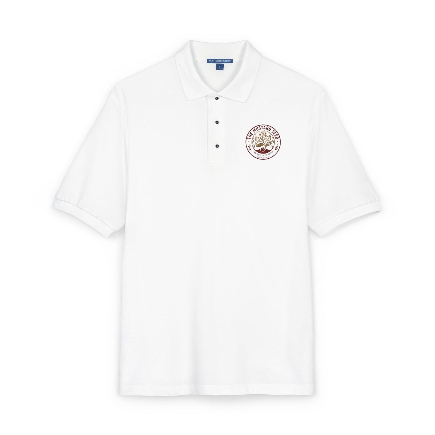 Embroidered Good Vibes Only polo, fabric detail