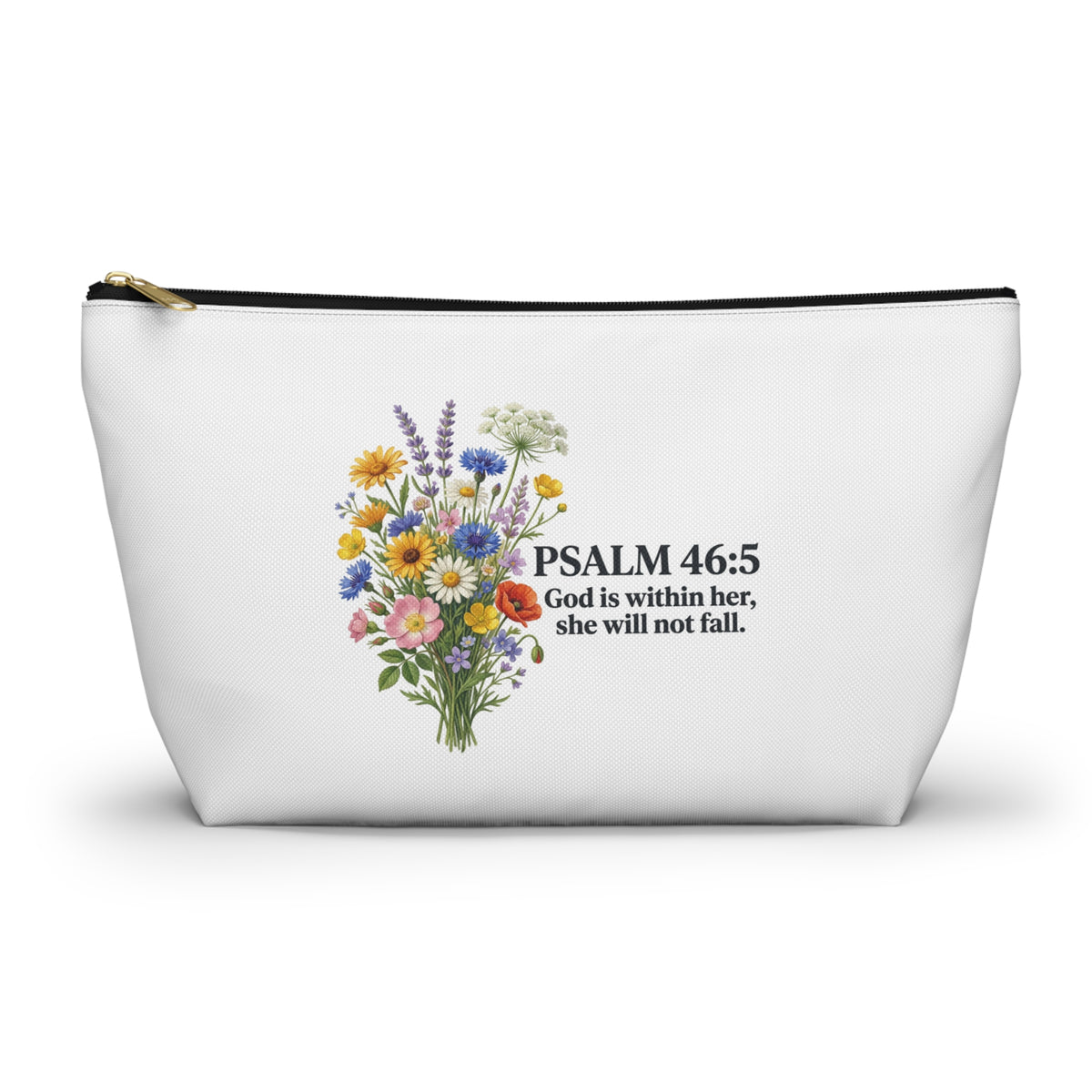 Scripture-themed zipper pouch for storage