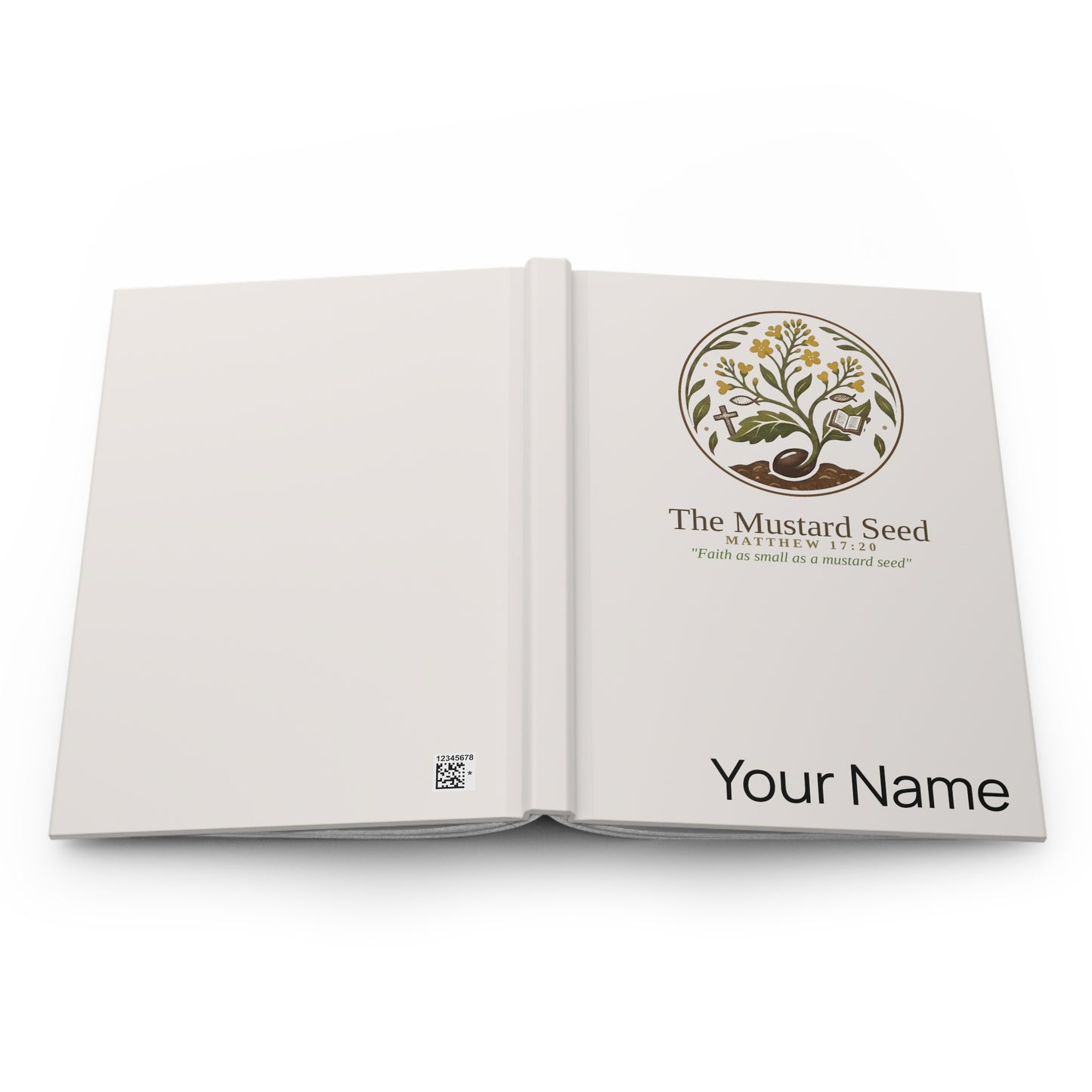 Personalized Mustard Seed hardcover journal, full view