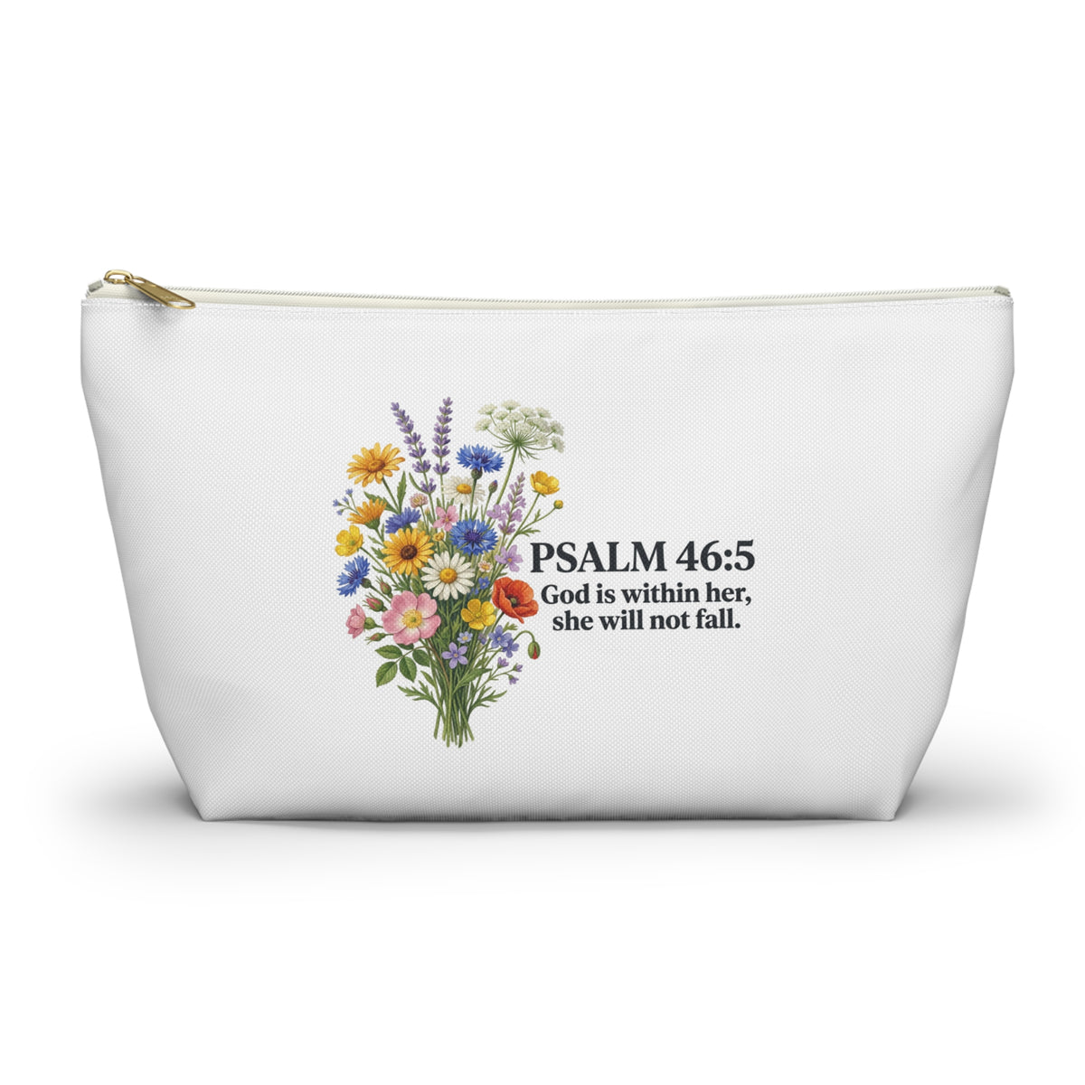 Christian faith zipper bag with Bible verse print