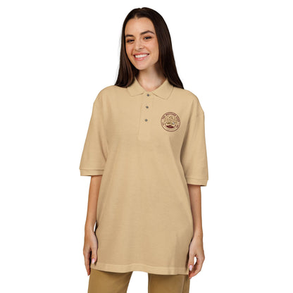 Casual cotton polo with embroidered Good Vibes Only