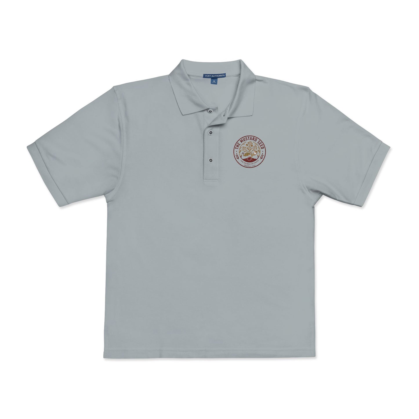 Embroidered Good Vibes Only polo shirt, front view