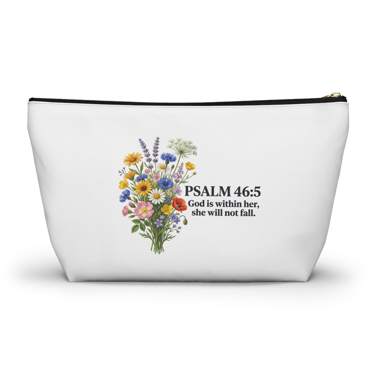 Faith-inspired scripture pouch, side view