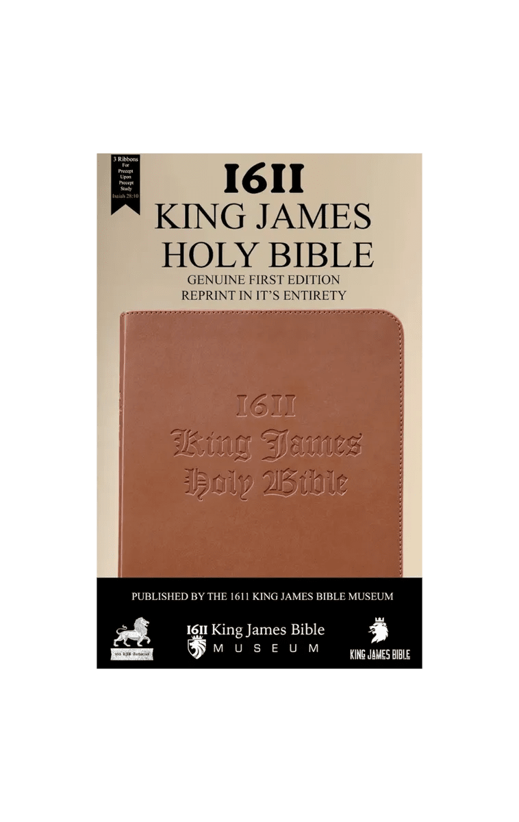 1611 King James Bible in tan, cover view