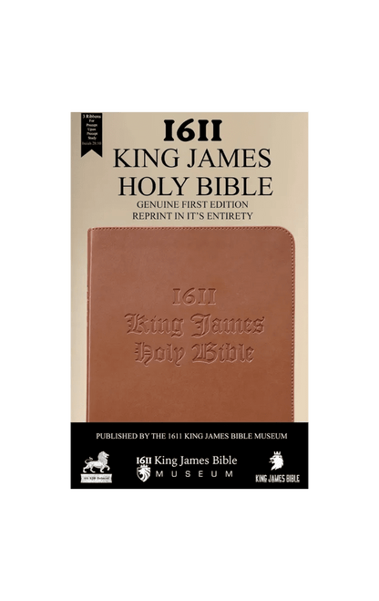 1611 King James Bible in tan, cover view