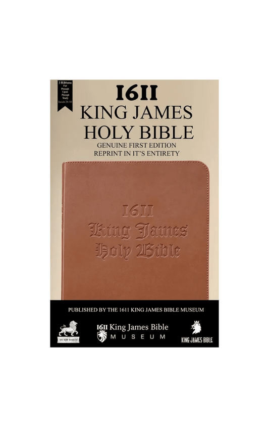 1611 King James Bible in tan, cover view