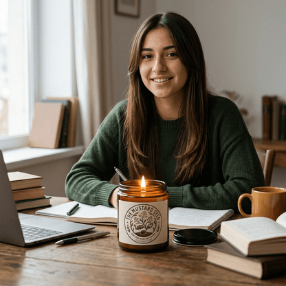 Personalizable faith-inspired soy candle in 9 oz jar