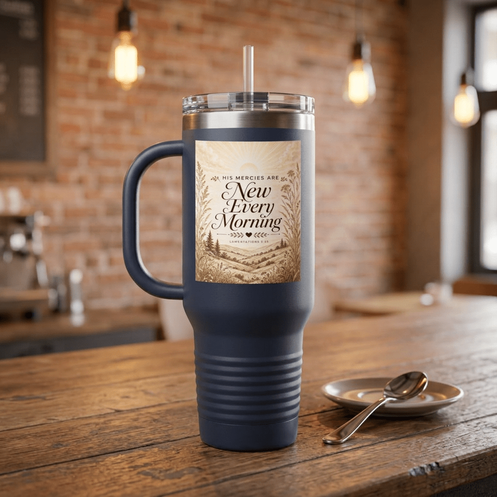 40oz Insulated Travel Tumbler with Handle — "New Every Morning" Inspirational Design - The Mustard Seed40oz Insulated Travel Tumbler with Handle — "New Every Morning" Inspirational DesignPrintifyThe Mustard Seed1035070692801526088140oz Insulated Travel Tumbler with Handle — "New Every Morning" Inspirational DesignMug
