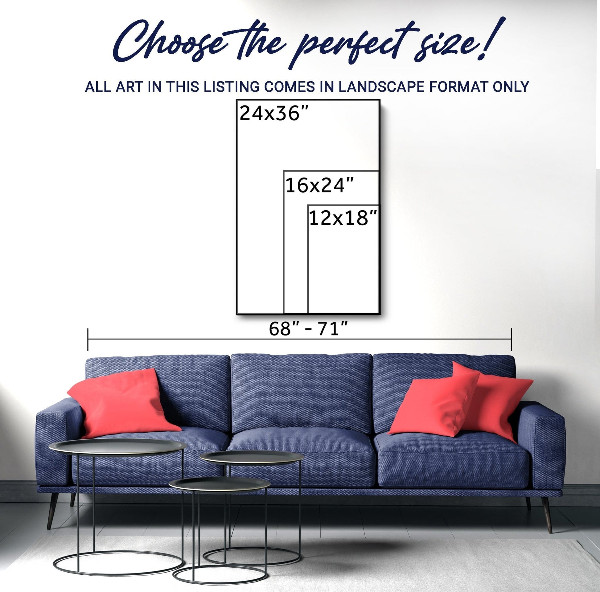 It's Never Luck, It's Always God – Christian Canvas Wall Art - The Mustard SeedIt's Never Luck, It's Always God – Christian Canvas Wall ArtThe Mustard SeedThe Mustard SeedNON-4622-A-370Size comparison chart showing It's Never Luck It's Always God canvas sizes above a sofa for scaleCanvas
