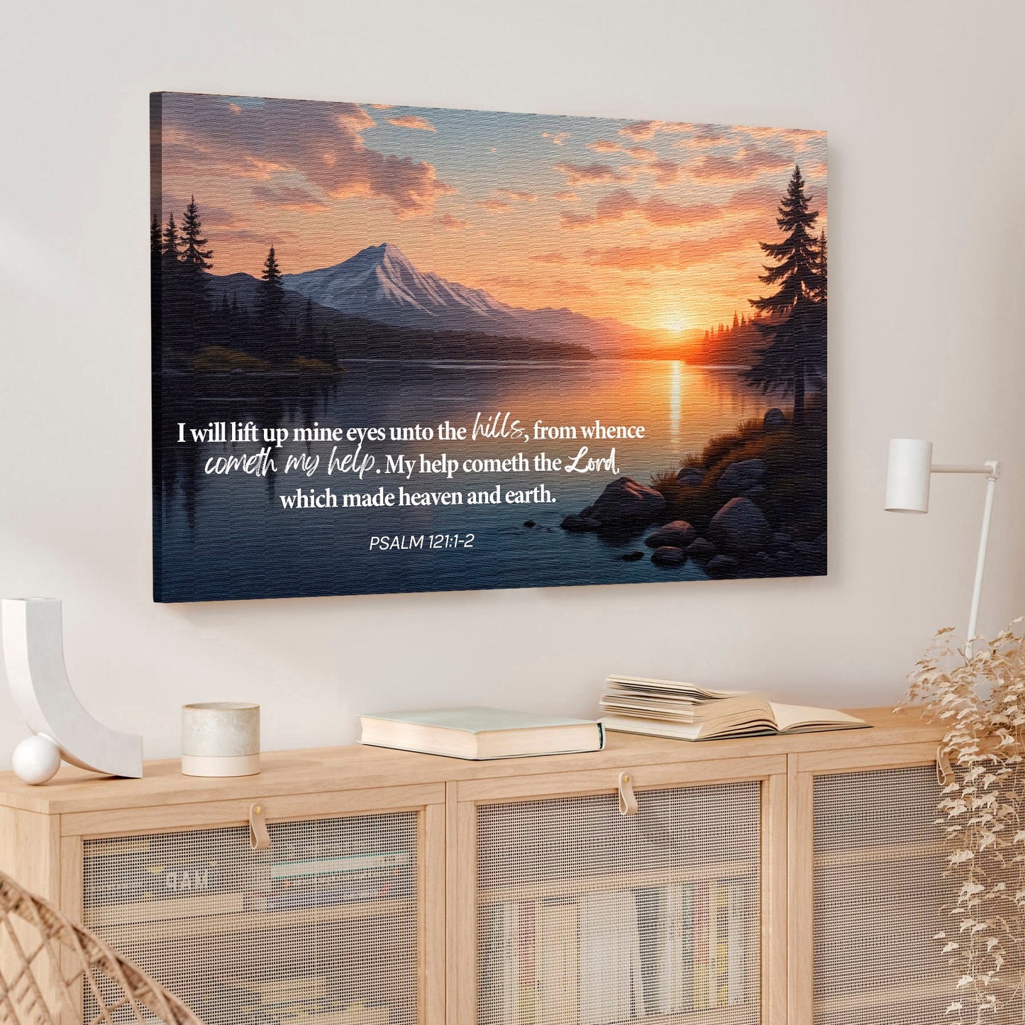 Psalm 121:1-2 - A Song Of Ascents Faith Wall Sign - The Mustard SeedPsalm 121:1-2 - A Song Of Ascents Faith Wall SignThe Mustard SeedThe Mustard SeedNON-4639-A-376Psalm 121:1-2 canvas wall sign displayed in a living roomCanvas