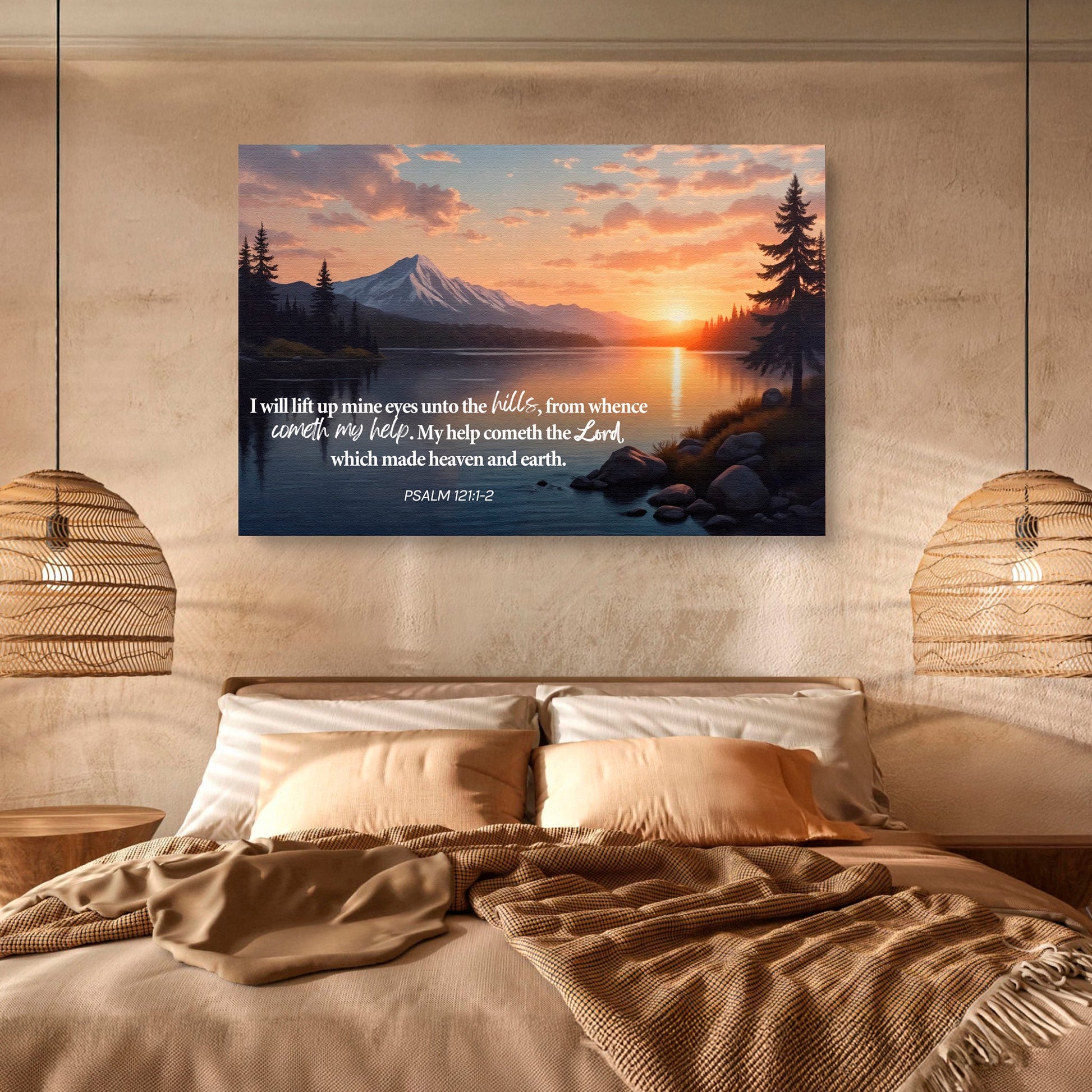 Psalm 121:1-2 - A Song Of Ascents Faith Wall Sign - The Mustard SeedPsalm 121:1-2 - A Song Of Ascents Faith Wall SignThe Mustard SeedThe Mustard SeedNON-4639-A-376Psalm 121:1-2 scripture canvas in a bedroom settingCanvas