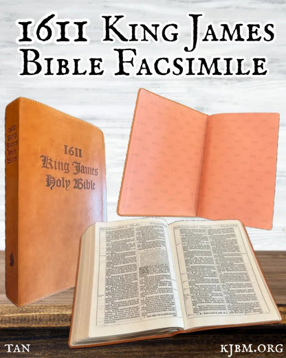 King James 1611 Bible in tan, spine view