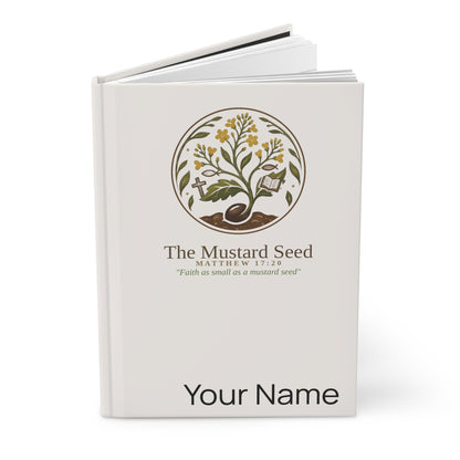 Personalized Christian notebook with mustard seed design