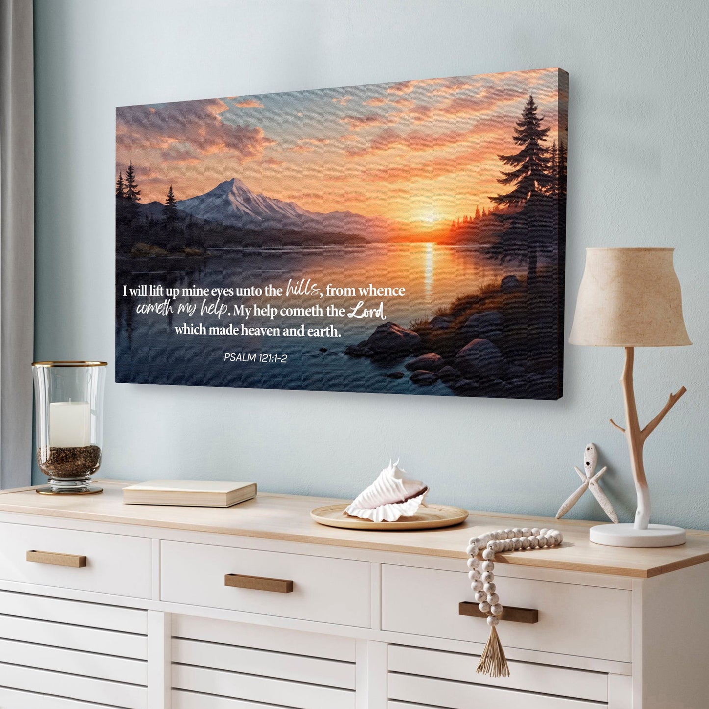 Psalm 121:1-2 - A Song Of Ascents Faith Wall Sign - The Mustard SeedPsalm 121:1-2 - A Song Of Ascents Faith Wall SignThe Mustard SeedThe Mustard SeedNON-4639-A-376Psalm 121:1-2 canvas wall sign displayed in a living roomCanvas