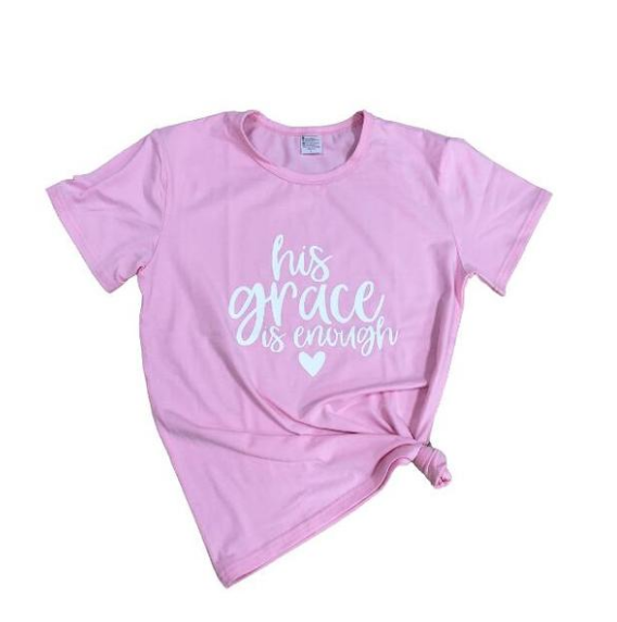 His Grace is Enough Letter Print Short Sleeve T-Shirt