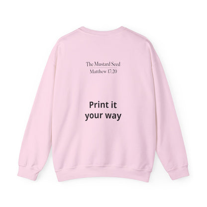 Customizable crewneck pullover for text and image printing