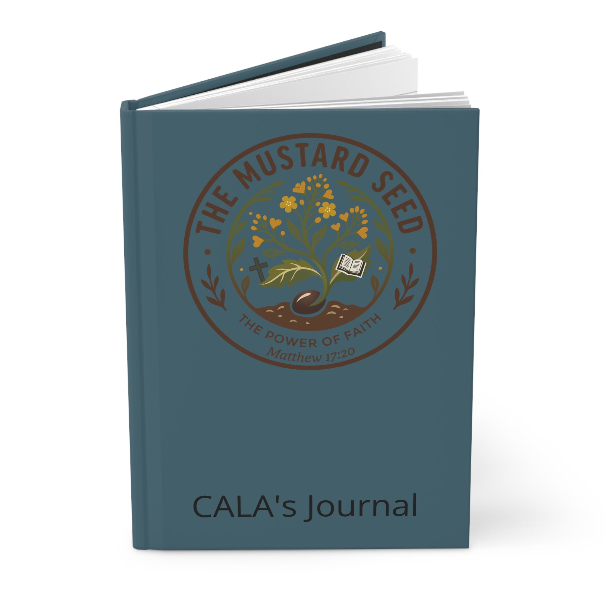 Personalized Hardcover Journal — The Mustard Seed Logo with Owner's Name