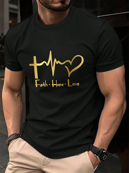 Black men's Faith Hope Love printed t-shirt, extra small