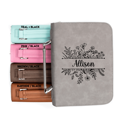 Personalized wildflower Bible book cover, front view