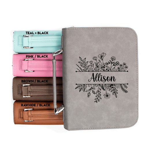 Personalized wildflower Bible book cover, front view