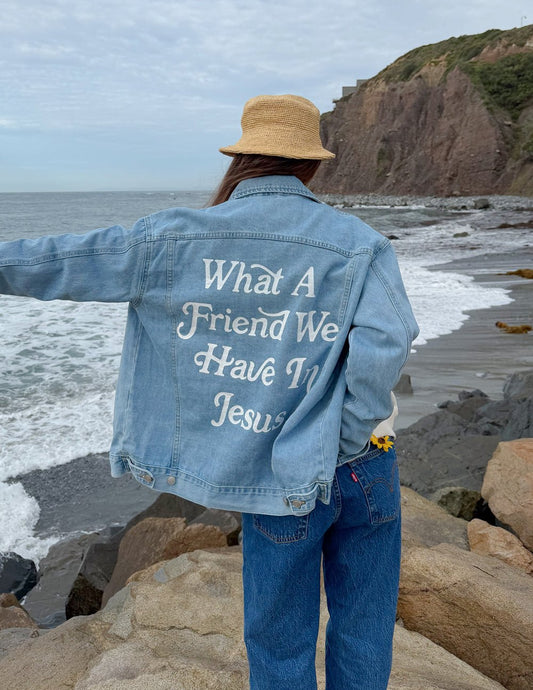 What a Friend In Jesus Denim Jacket - The Mustard SeedWhat a Friend In Jesus Denim JacketElevated FaithThe Mustard SeedWHA-3333840454908046What a Friend In Jesus Denim JacketJacket