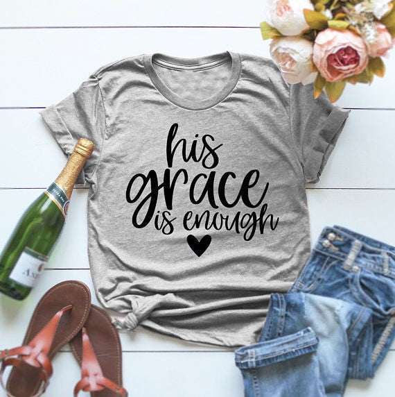 His Grace is Enough Letter Print Short Sleeve T-Shirt