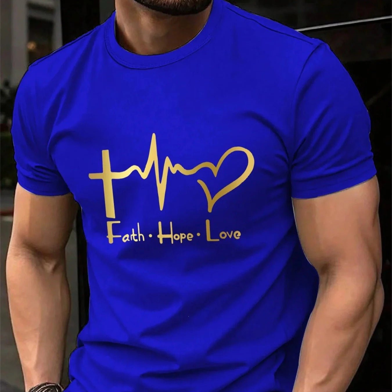 Beige Faith Hope Love printed tee, detail view