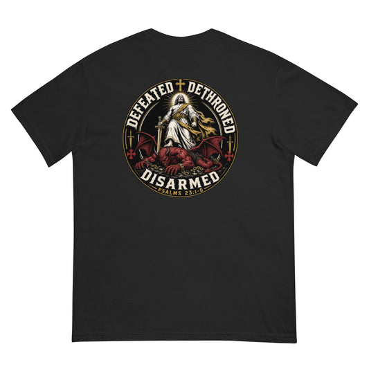 Defeated, Dethroned & Disarmed Comfort Colors® Christian T-Shirt - The Mustard SeedDefeated, Dethroned & Disarmed Comfort Colors® Christian T-ShirtPrintfulThe Mustard Seed3006104_15114Product mockupT-SHIRT