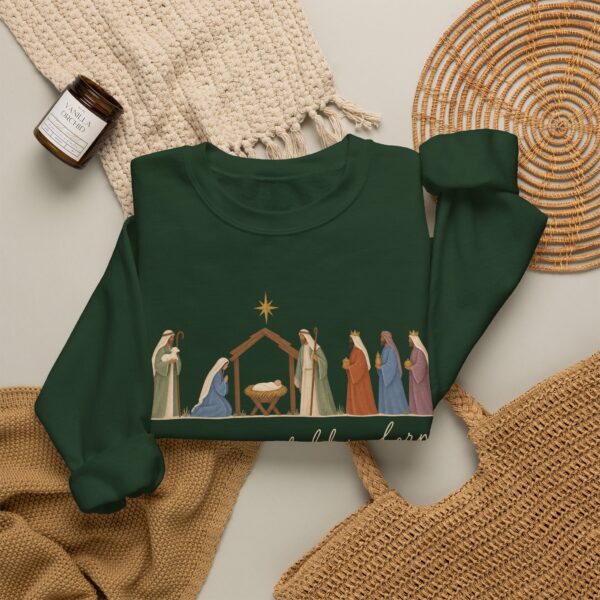 4891202873121103346_2048.jpeg Unto Us a Child Is Born Nativity Christian Christmas Sweatshirt