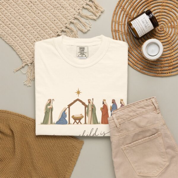 6874733151732613607_2048.jpeg Unto Us a Child Is Born Nativity Christian Christmas T-Shirt